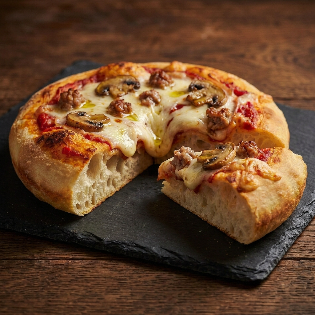 Pizza Butifarra y setas de La Pixetta